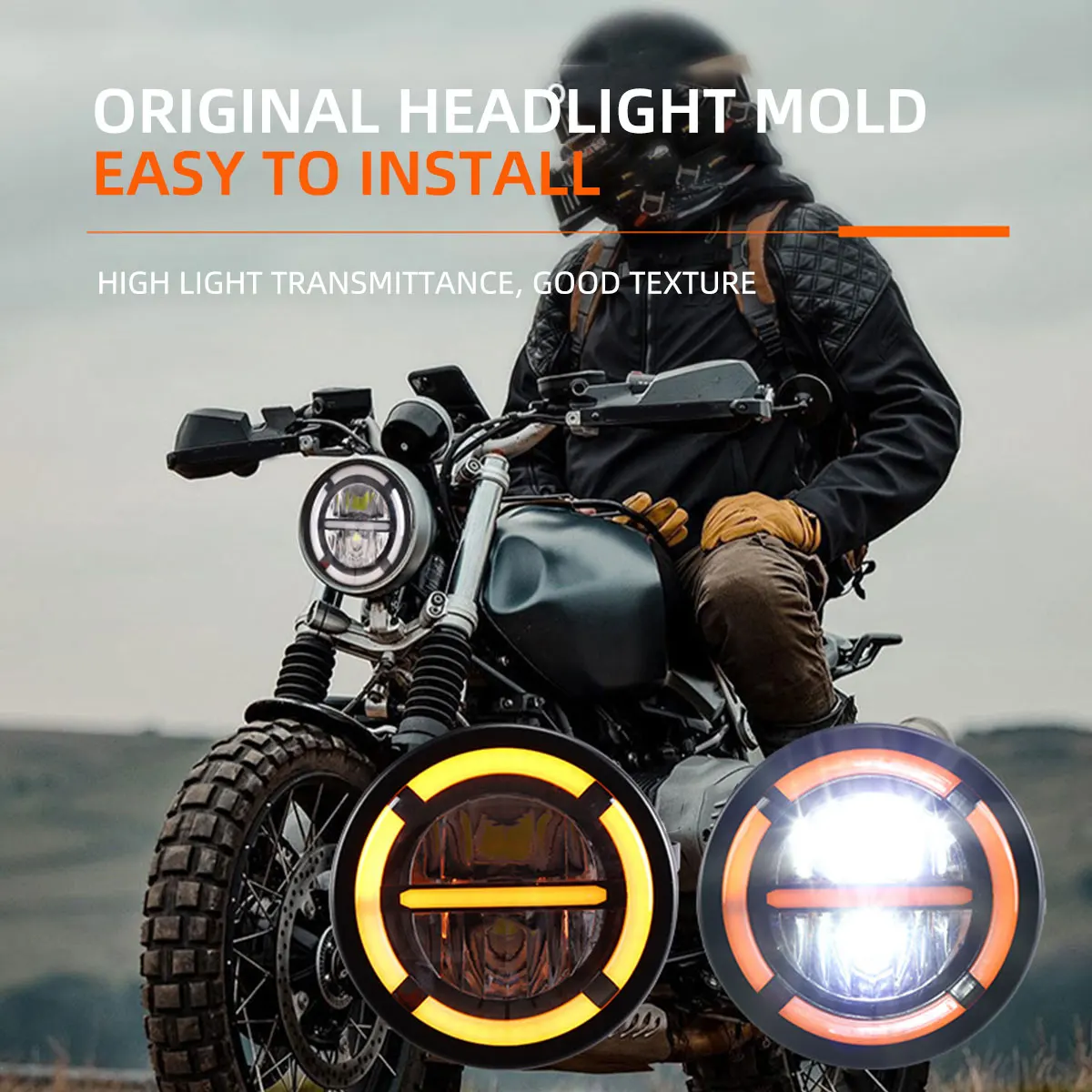 Universal 7 Inch Led Car Motorcycle Headlight DRL H4 Headlamp For Harley BMW Yamha Honda 7.5" Headlights Bracket Retro Bucket image 6