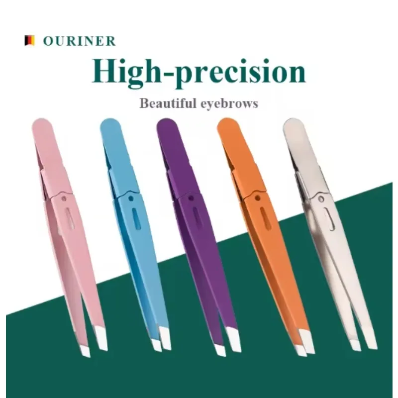 Eyebrow Tweezer Colorful Hair Beauty Fine Hairs Puller Stainless Steel Slanted Eye Brow Clips Removal Makeup Tools