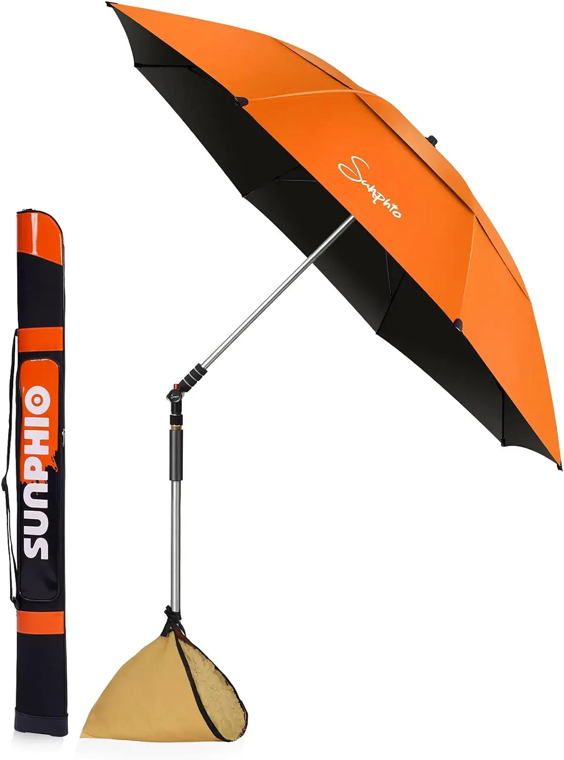 Beach Umbrella with Sand Anchor,Heavy Duty,High Wind Resistant,Portable and Large Windproof Beach Umbrellas,Sand Bags for Travel