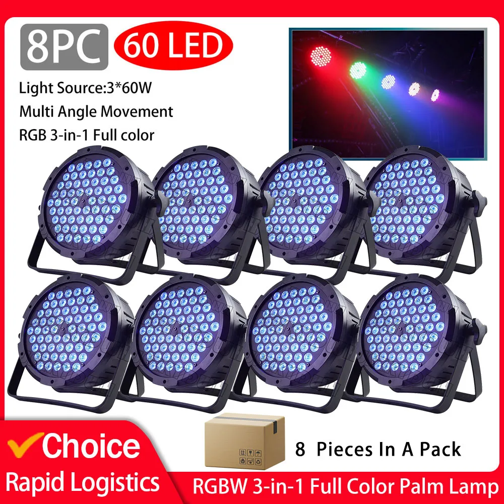 8 SZTUK 3W * 60 LED Disco Lights DMX 512 Sound Control Mini Stage Light Audience Party Ambience Light Wedding Club 3 in 1 Par lamp