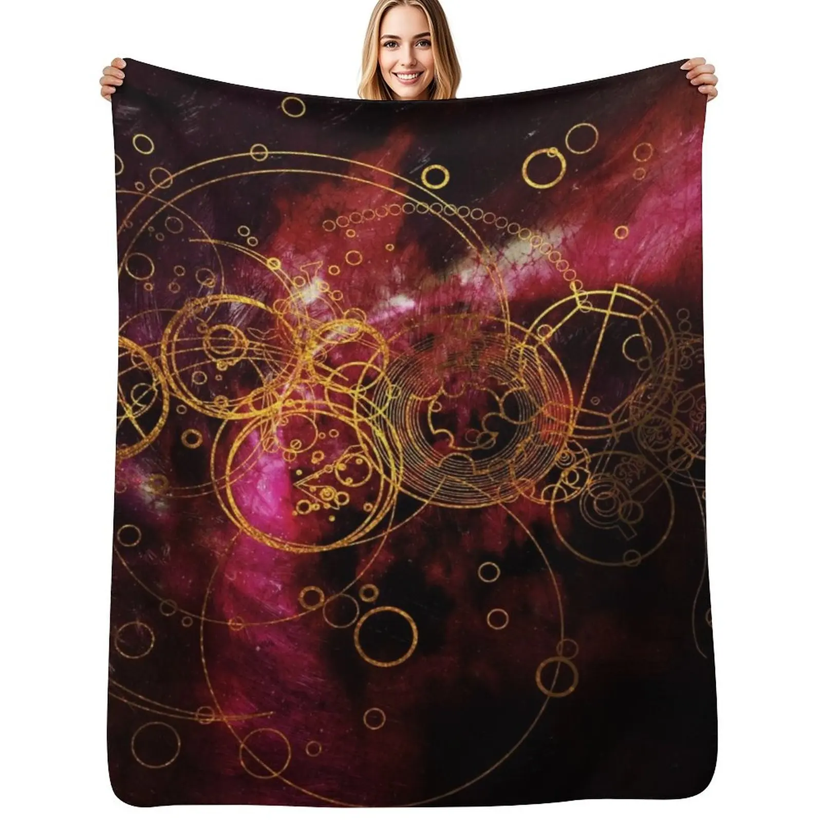 ClockWork Writing Red Throw Blanket Year Round Soft Comfortable Blanket for Home