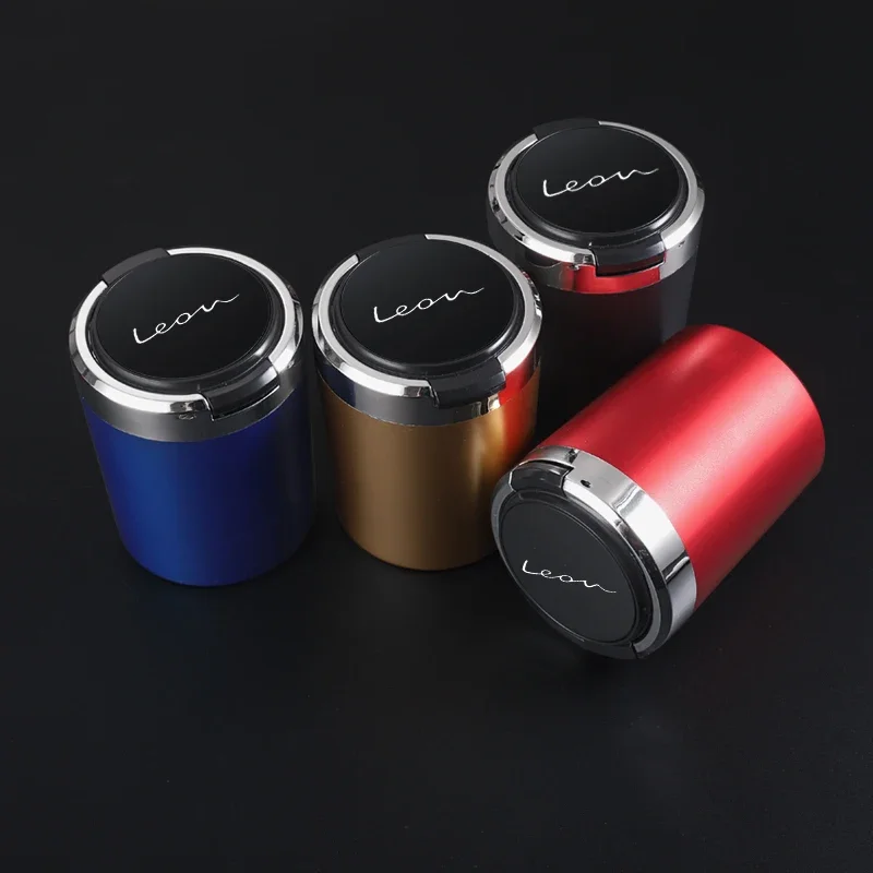 Portable car ashtray with LED light detachable car ashtray for  SEAT LEON with logo Car Accessories