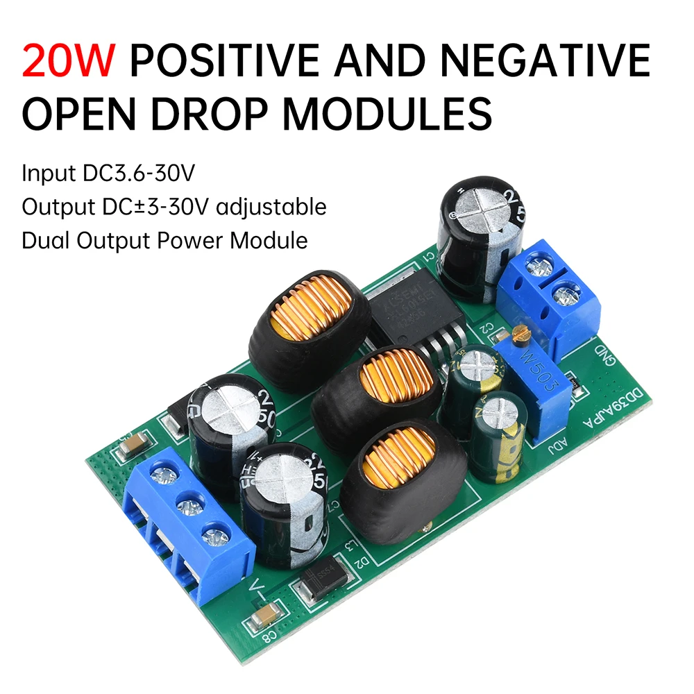DC3.6-30V to DC±3-30V Positive Negative Boost Module 20W High Power Output Power Supply Module With Terminal RS232 RS485 RS422