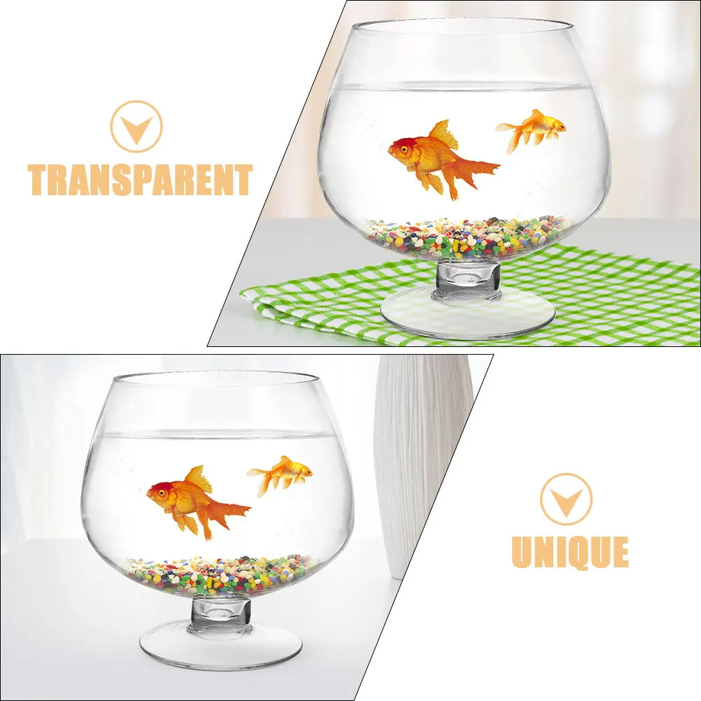 

2Pcs Goldfish Bowl Vase Clear Glass Desktop Fish Tank Multi-Function Betta Aquarium for Home Office Decor Plant Holder