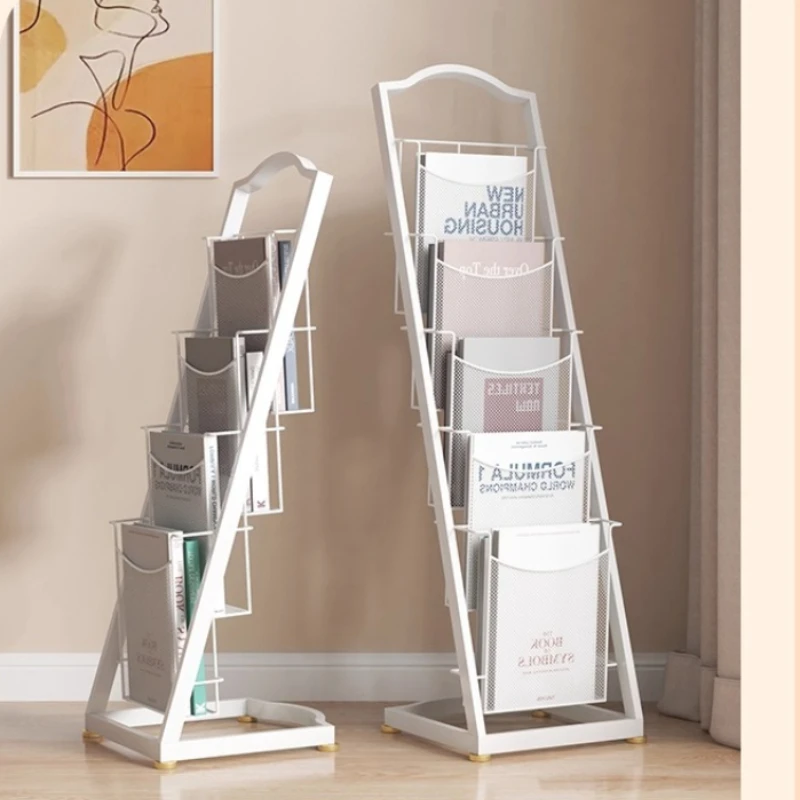 Office Iron Magazine Rack Industrial Newspaper Holder and Book Display Stand for Living Room Modern Home Library Storage Shelf