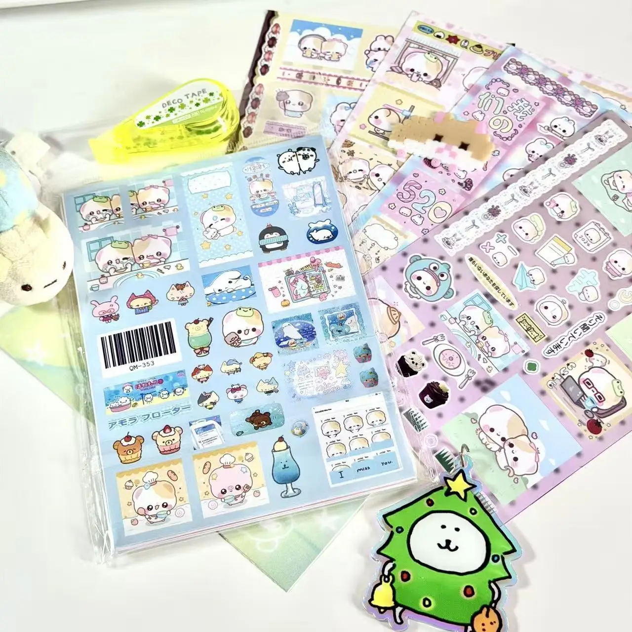 16 Stickers Cute Bear New Film Stickers Popular Cute Healing Ins Style Peripheral Collage Material Waterproof Stickers Japanese