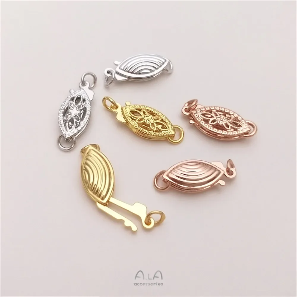

Vacuum plated 18K gold horse eye shaped pearl hook buckle net flower buckle handmade DIY necklace accessories