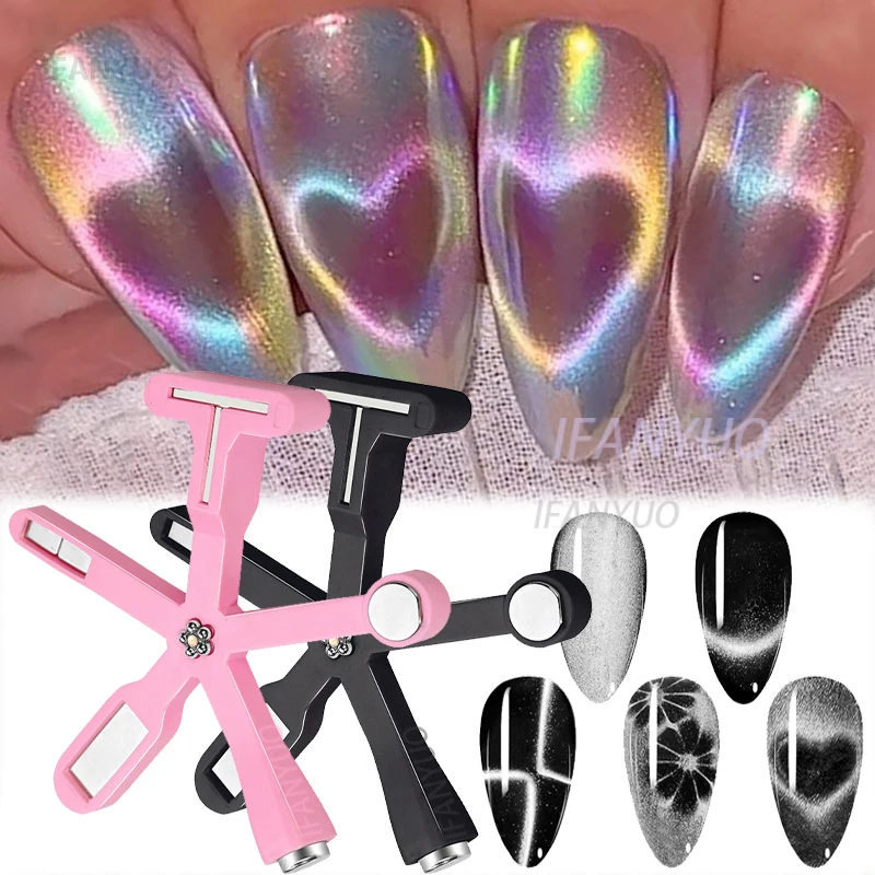 Imán para uñas con diseño de corazón de amor, 6 en 1, efecto ojo de gato, luz lateral, media luna, Margarita, flor, uñas francesas, imanes de atracción UV para manicura