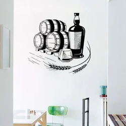 Wheat wine Wall Stickers Alcohol Drinks decor Glasses Bottle Vinyl Wall Decal for Bar Indoor Window Decoration Sticker X508