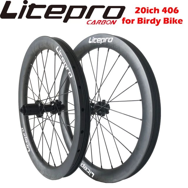 406  20インチliteproカーボン折りたたみ自転車の車輪のディスクブレーキワイド25/30ミリメートル深さ42/35ミリメートルQR135mmホイールセット24穴バーディー自転車  - AliExpress