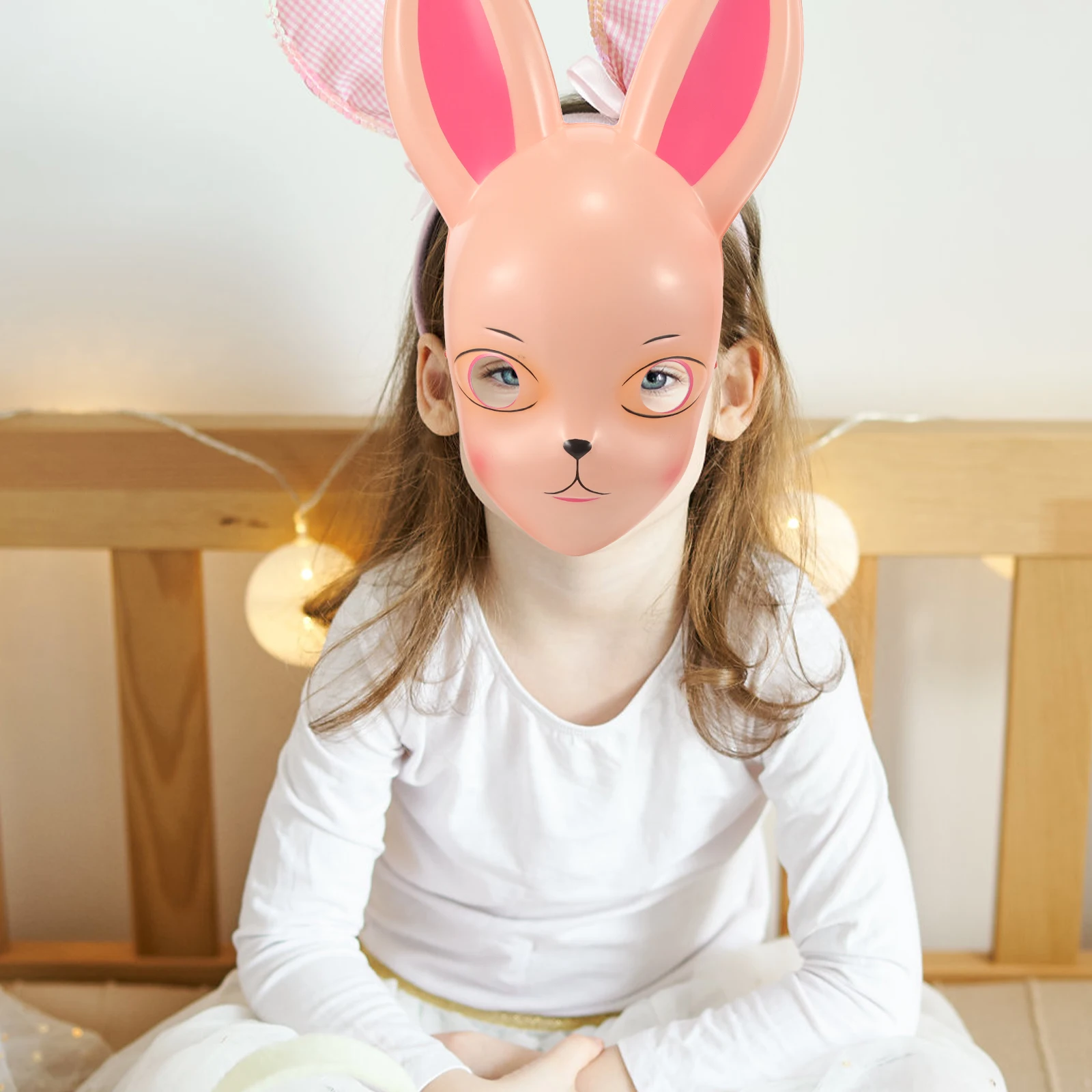 

Bunny Mask Rabbit Easter Props Lightweight Reusable Cosplay Accessory Perfect Halloween Christmas Party Stage Performance