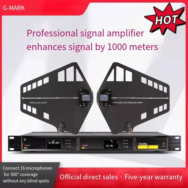 

G-MARK Беспроводной микрофонный антенный усилитель сигнала 16-канальный профессиональный сценический конференц-микрофон с улучшенным дальним радиусом действия