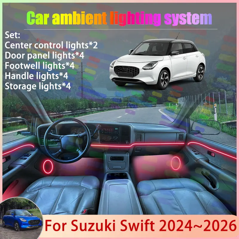 

For Suzuki Swift AOL 2024 2025 2026 MK4 Hybrid 2/18 in 1 Car Atmosphere Light Lamp RGB Shade Ensemble Streamer Atmosphere Set