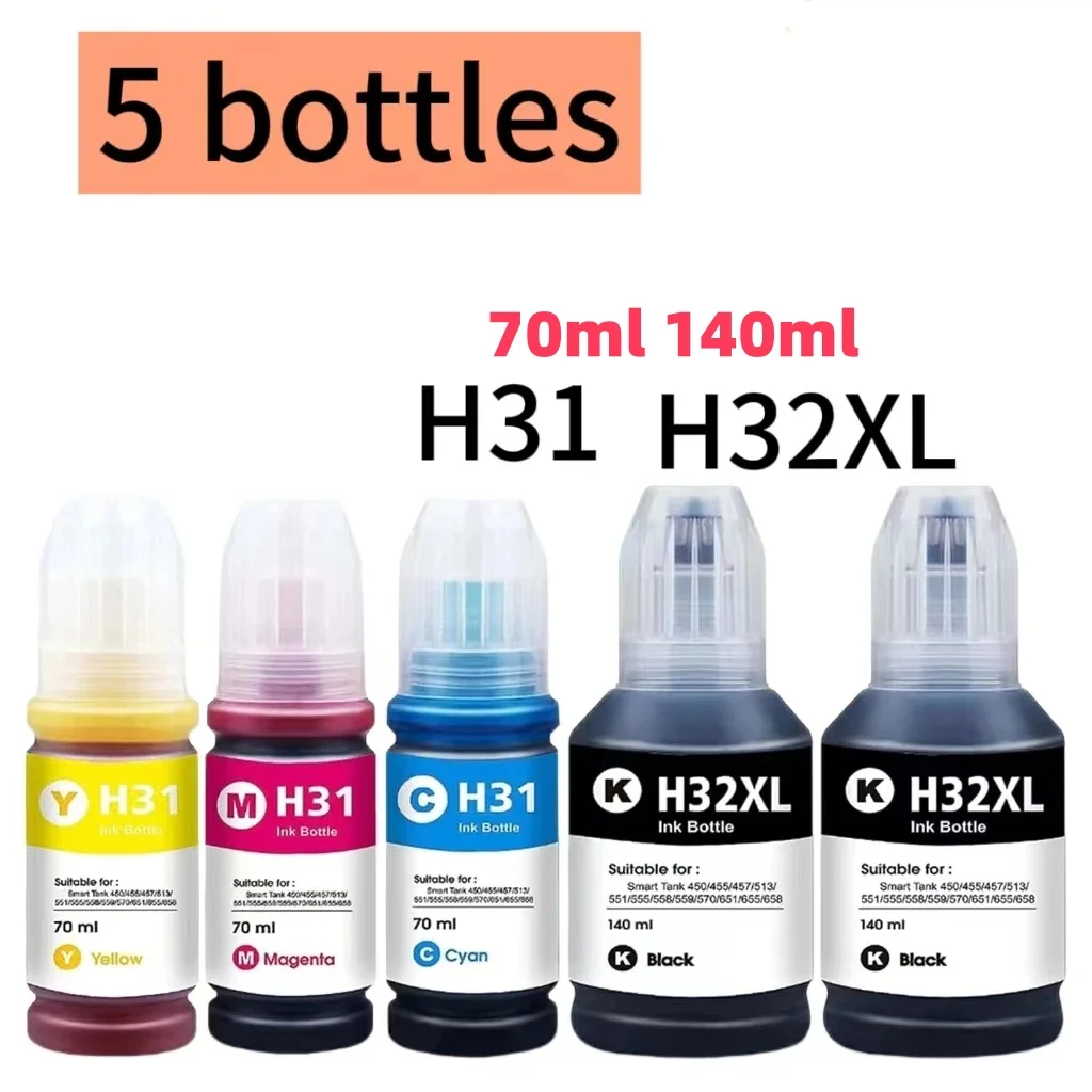 H31 H32XL Compatible ink bottles replacement for  for Smart Tank 510 513 515 536 539 551 555 559 570 655 455 457 Tintes Printers