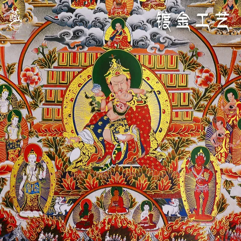 120cm large Buddhism Thangka HOME temple altar WALL Decor ART Padmakara Guru Rinpoche Buddha Mandala Refuge Thang-ga painting