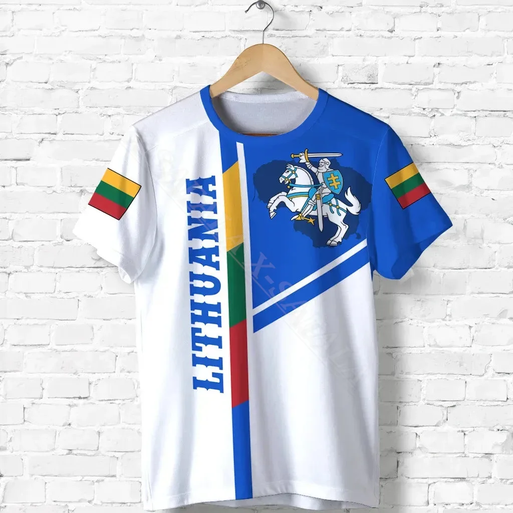 Lithuania Country Flag Emblem 3D Print Mesh Fiber T-Shirt Tops Summer Tees Men Streetwear Shorts Sleeve Sport Casual Shirt-3