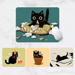 1pc Hot Sell Cute Black Cat Mousepad Computer Desk Accessories Mat Table Keyboard Pad Laptop Cushion Non-slip Kawaii Deskpad Rug