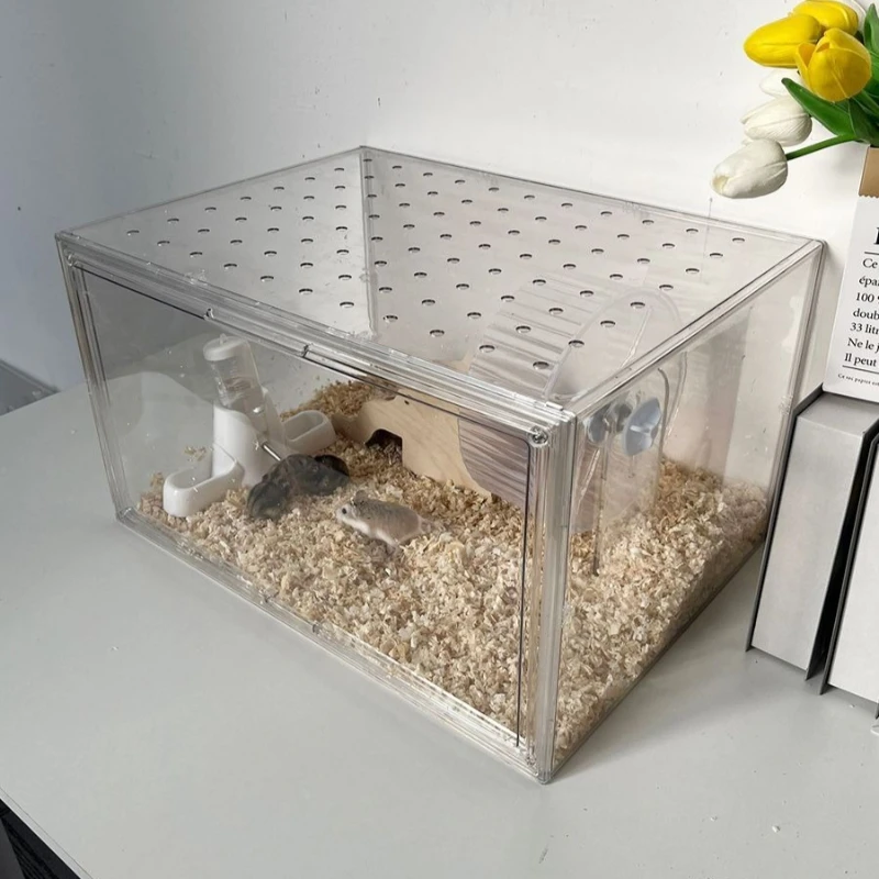 

Transparent Hamster Cage Breathable Large Golden Hamsters Breeding Cage Anti-escape Anti-gnawing Guinea Pig Nest Small Pet House