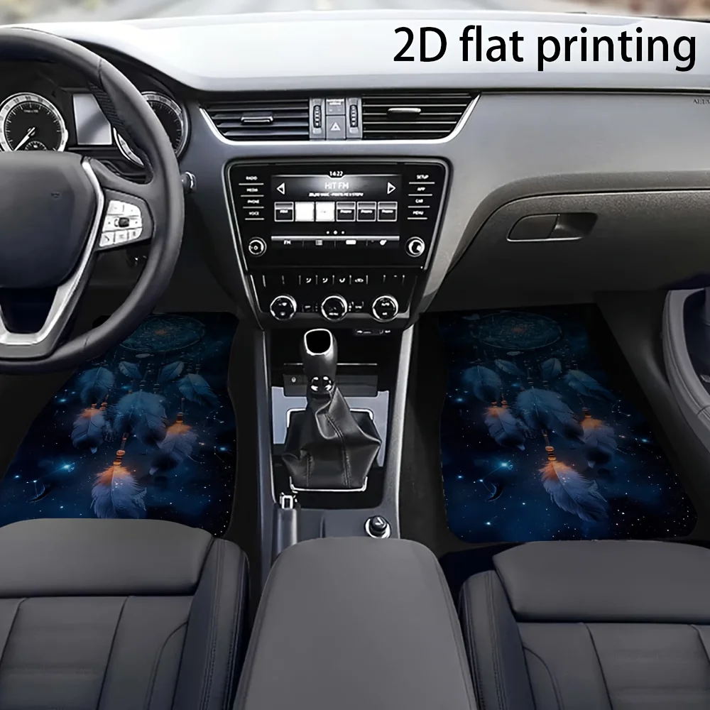 Just, 4pcs Car Floor Mats, Dreamy Starry Sky Pattern, Polyester Fiber Material, Neutral Car Floor Mats, Car Additions For Front