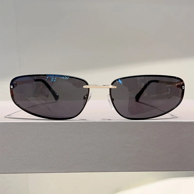 Vintage Legierungs-Gradienten-Oval-Sonnenbrille für Damen Neue Modemarke Rosa Spiegel-Sonnenbrille Damen Trendige Sexy Fahrbrille – Detail 9