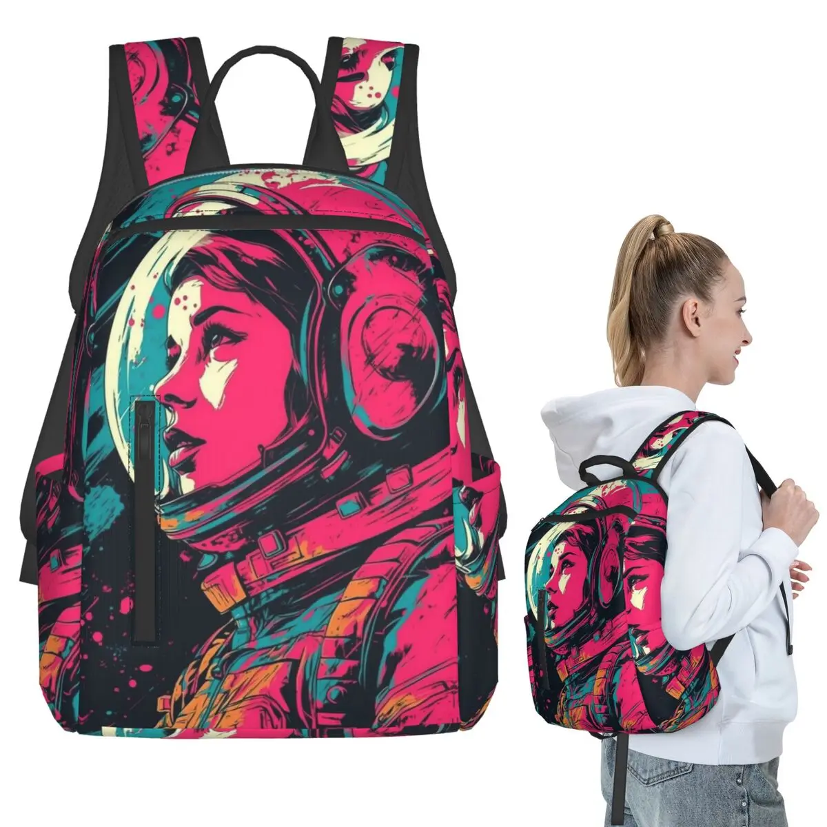 Astronaut In Space Graffiti Backpack Student BookBag Kids School Bag Computer Shoulder Bags Men Women