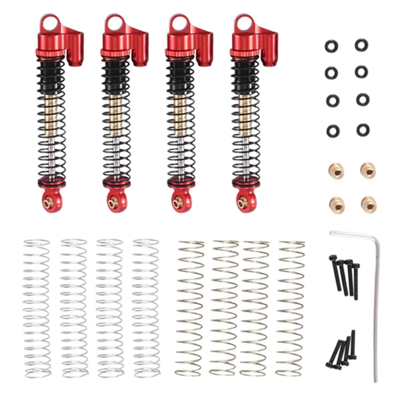 Amortecedor de metal estendido de 4 unidades 53 mm para peças de atualização de carro de esteira rolante axial SCX24 AX24 1/24 RC, 2