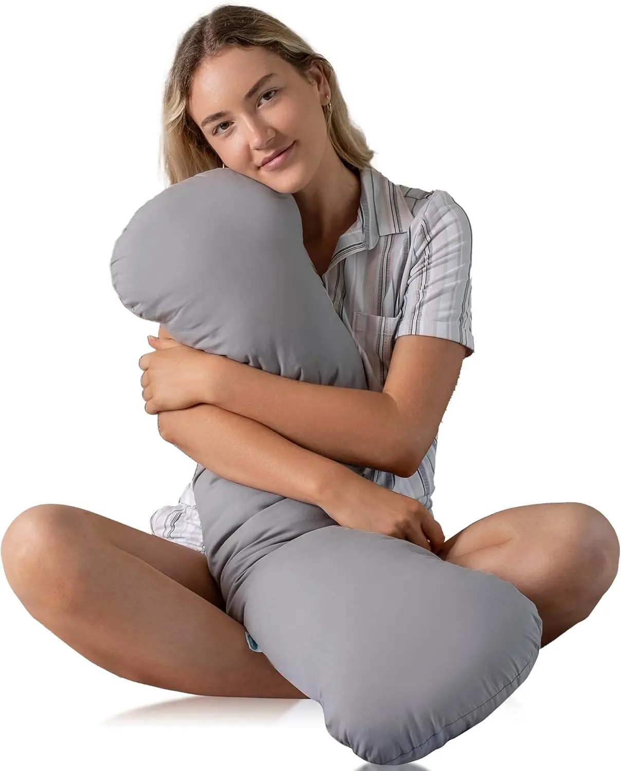 

6.5lbs Weighted Body Pillow for Deeper Sleep, Cooling Cover, 41x10 Inches - Ideal for Adults and Side Sleepers