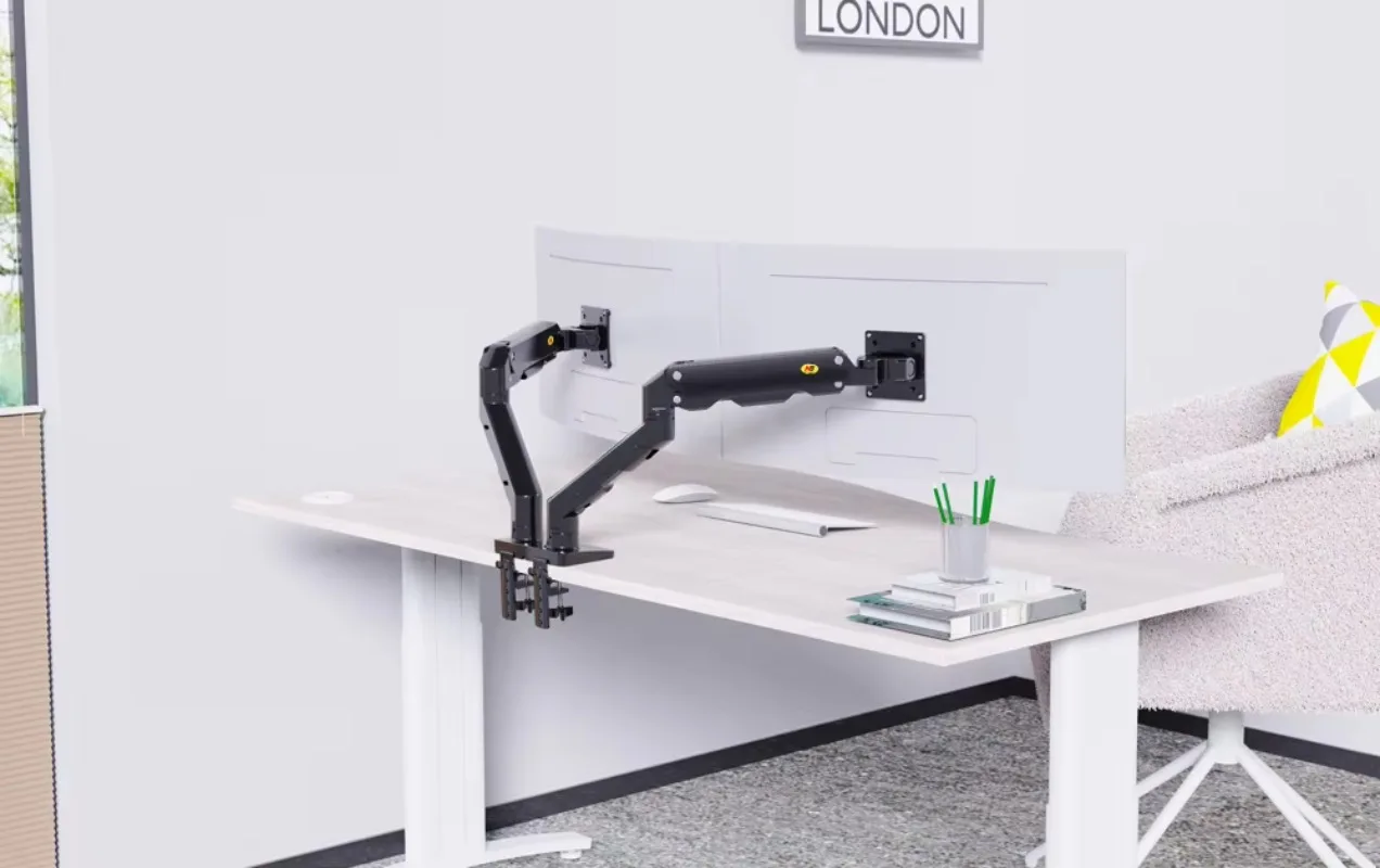 حامل شاشة G55 مقاس 27 بوصة - 34 بوصة مريح لسطح المكتب وشاشة LCD مزدوجة وحامل شاشة LCD مزدوج لسطح المكتب