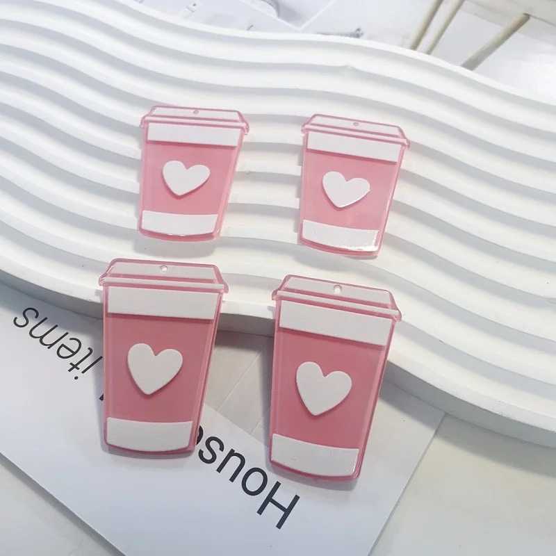 

Wholesale 50pcs/lot color pattern cartoon Coffee cup shape acrylic beads diy jewelry garment pendant accessory