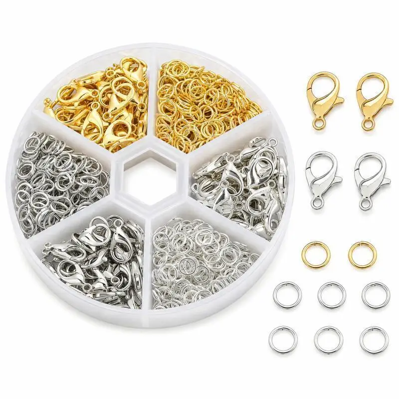 5~1 Boxen Schmuckherstellungs-Set mit Karabinerverschlüssen, Biegeringen, Quetschperlen, Perlenbox, Handgemachtes DIY Armband- und Halsketten-Zubehör – Detail 3