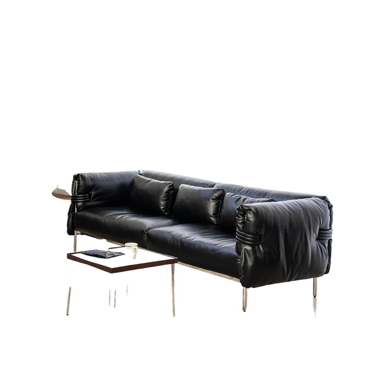 

Bauhaus imitation cowhide living room sofa black pre-season inline designer sofa