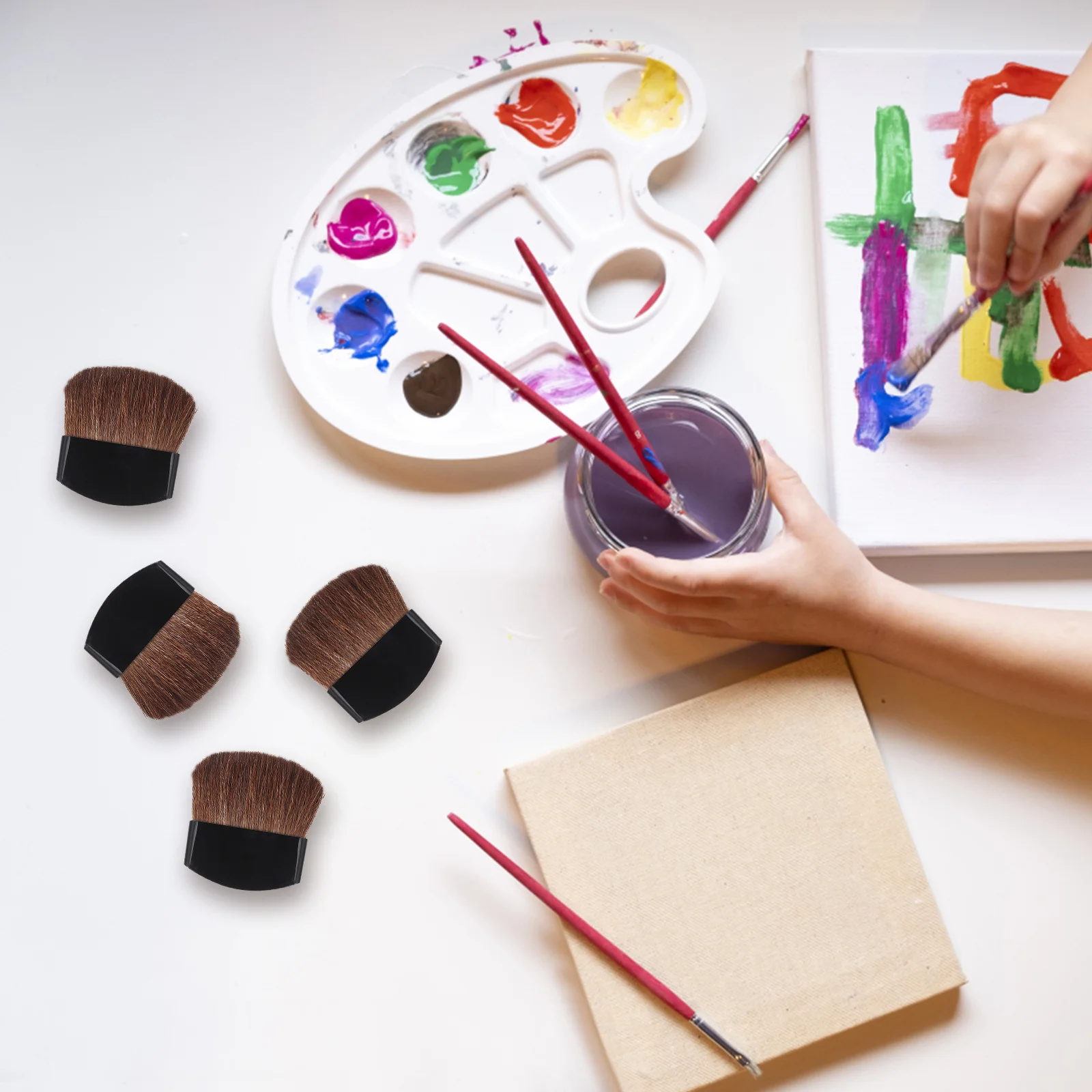 

8Pcs Painting Brushes Art Drawing Tools Semi-Round Black Handle Suitable for Watercolor Oil Paint Craft Painting Drawing