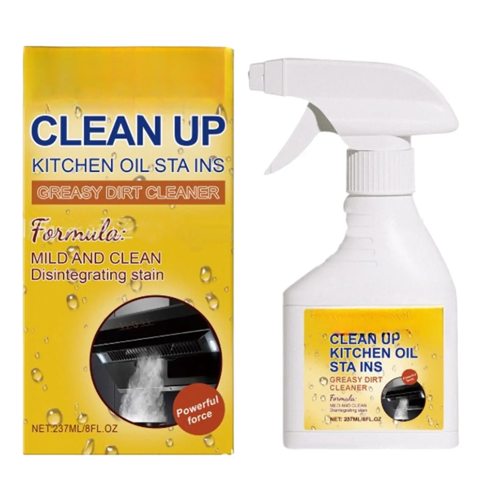 Clean Up Kitchen Oil Stains 237ml All-Purpose Hood Cleaning Spray Fast-Acting Degreaser Remover for Wall Oven Tile Grill