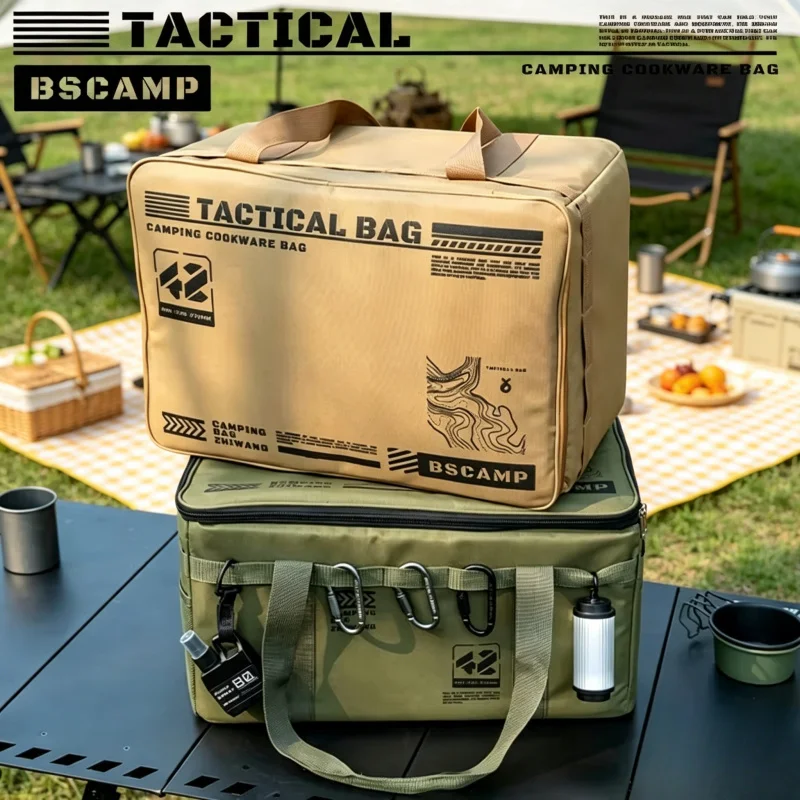 Sac de camping tactique imperméable 30-42L, boîte de rangement pliable isolée pour pique-nique en plein air, vaisselle, équipement de terrain