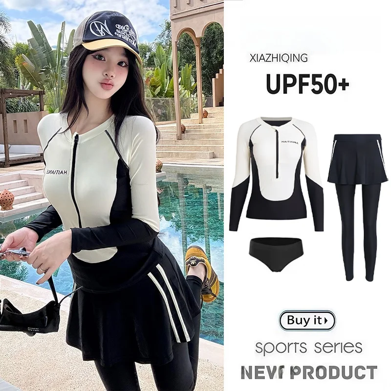 new-surfing-swimsuit-women's-two-piece-long-sleeve-long-pants-sunscreen-quick-dry-jellyfish-suit-girl-surfing-diving-suits