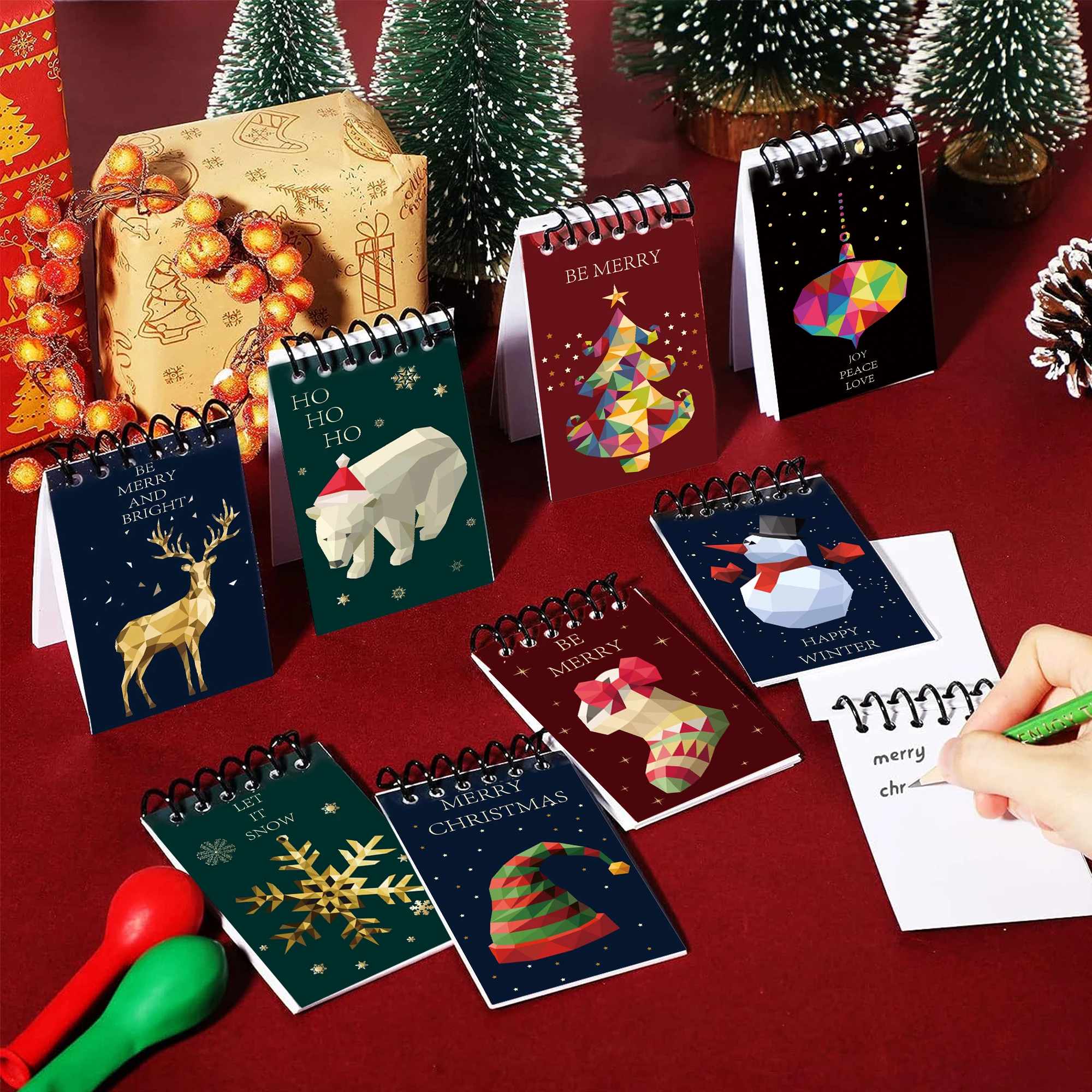 8pcs Super Mini Notepad Set Merry Christmas Gift Portable Sized 16 Sheets Blank Page Memo Notebook F7757