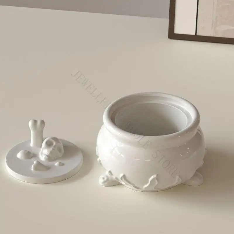 R7UF Silicone Skull Storage Jar Mold Suitable for Epoxy Resin Craft Halloween Organizers Storage Container with Hollow Design