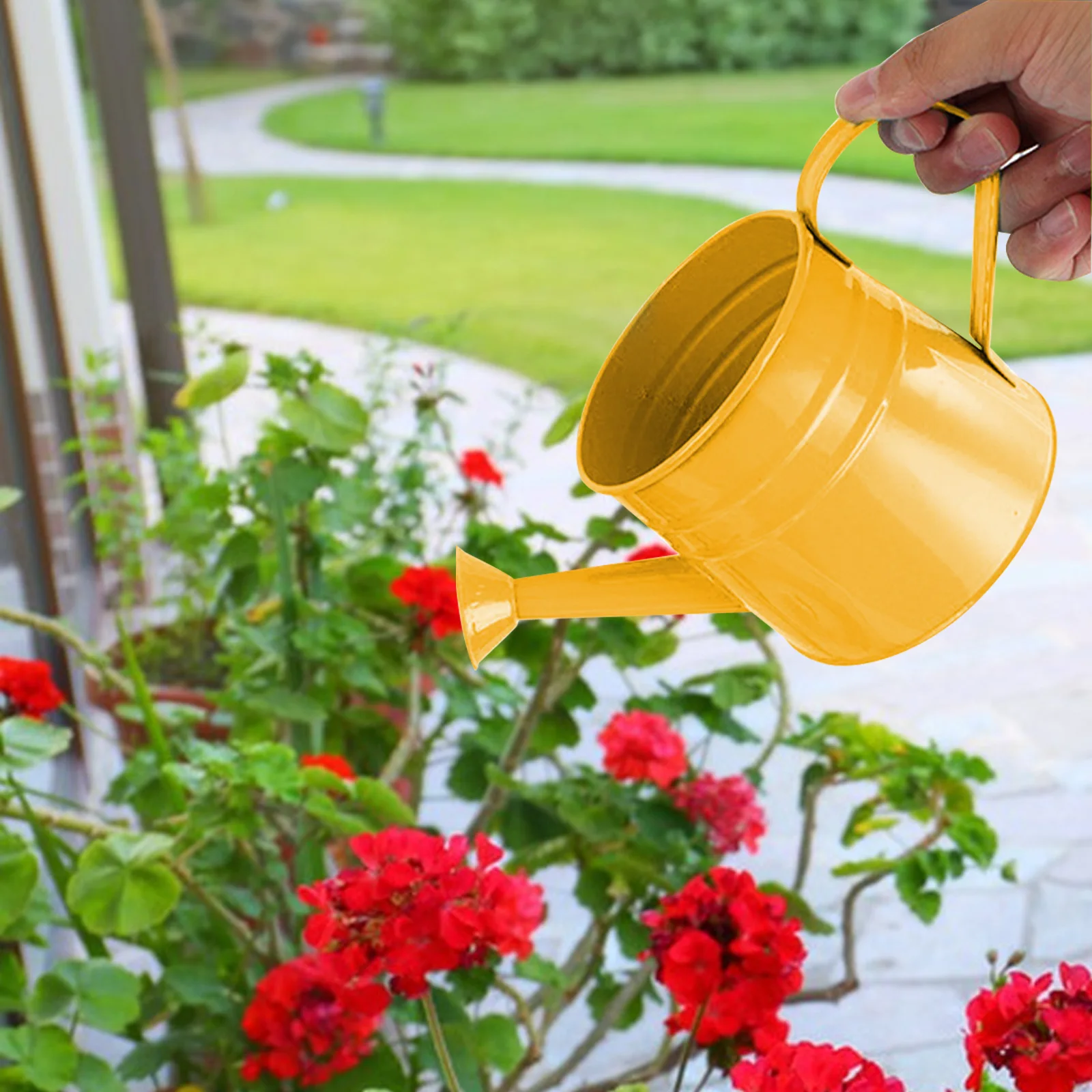 Iron Watering Can Vintage Design Garden Flower Kettle Portable Water Spraying Pot Sprinkle with Handle for Home Outdoor Balcony