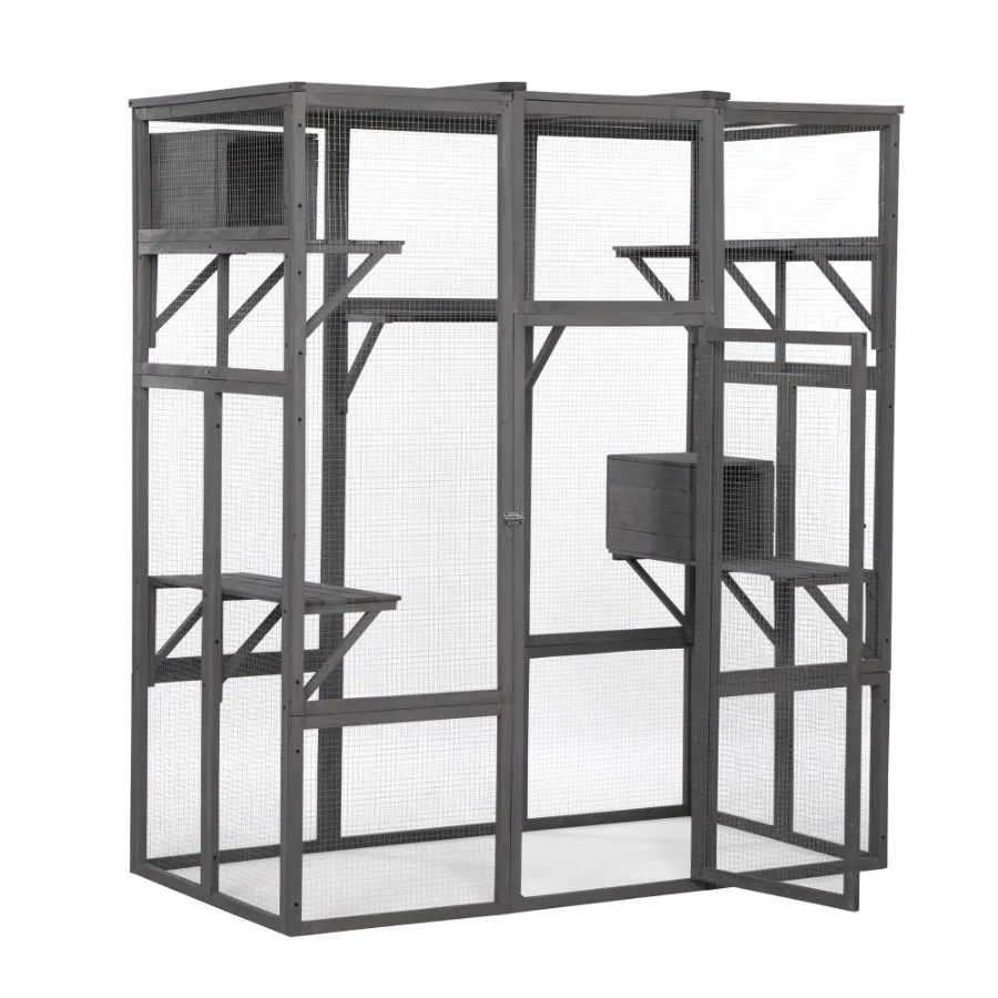 

Large Cat Cage Gray Pet Enclosure Portable Foldable for Cats Play Space