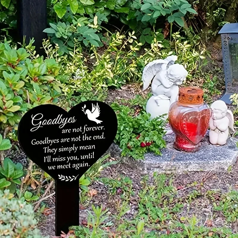 CIFBUY Cemetery Memorial Stake Plaque Metal Iron Outdoor Garden Courtyard Sympathy Grave Marker Hanging Sculpture Ornament Gift