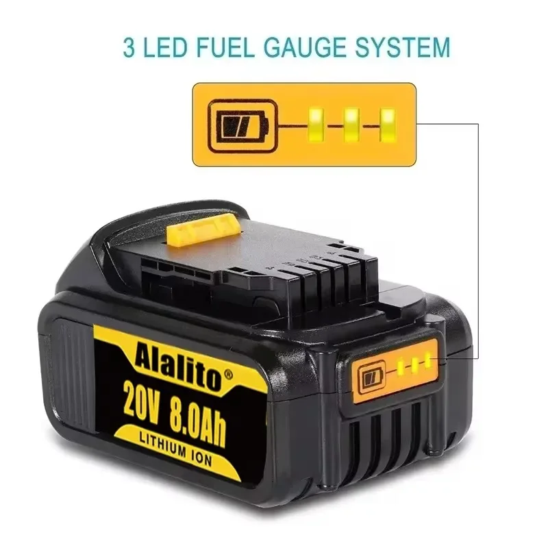 20V 8Ah MAX Lithium Battery Power Tool Replacement for DeWalt DCB184 DCB181 DCB182 DCB200 20v 8.0Ah Lithium Battery