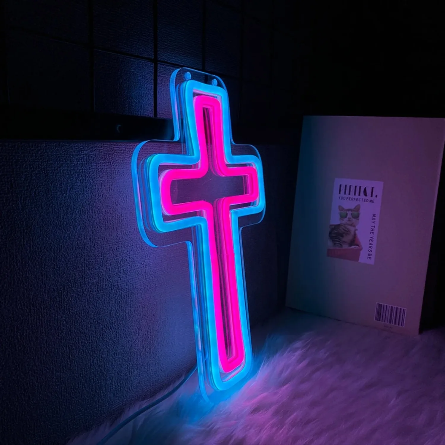 Neon Sign Of Cross Series, Led Icon Of Jesus Cross, Used For Religious Activities Easter, Bedroom, Christian Decor, Easy To Hang