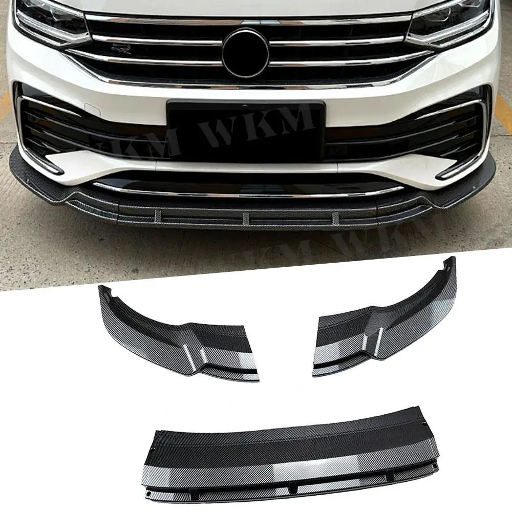 

ABS Gloss Black Front Lip Front Shovel Front Bumper Lower Chin Spoiler Wing Body Kit Splitter For Volkswagen Tiguan Rline 2021+