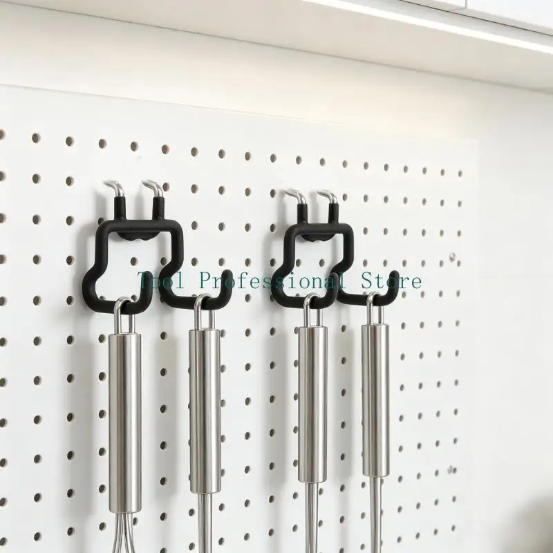 57QF Pegboard Tool Hangers for 1/4 In Boards, Square Steel Storage Pair