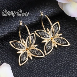Cring Coco Women's Accessories Earing Hawaiian Polynesian Guam Earring Woman Gold Plated Flower Hoops Earrings 2022 for Women