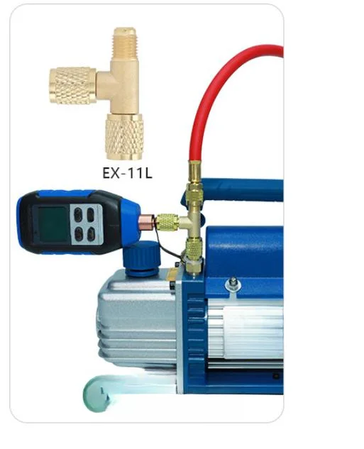 1pc Copper Vacuum Gauge Tee Adapter 1/4 UNF Thread 360 Rotatable For Vacuum Pump Three Way Valve Air Compressor Tool