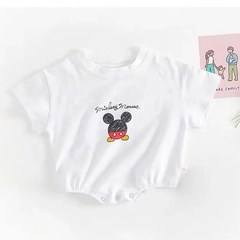 Newborn Summer Baby Girls Rompers Cartoon Mickey Minnie Daisy Boys Clothes Cotton One Pieces Toddler Short Sleeve Jumpsuits