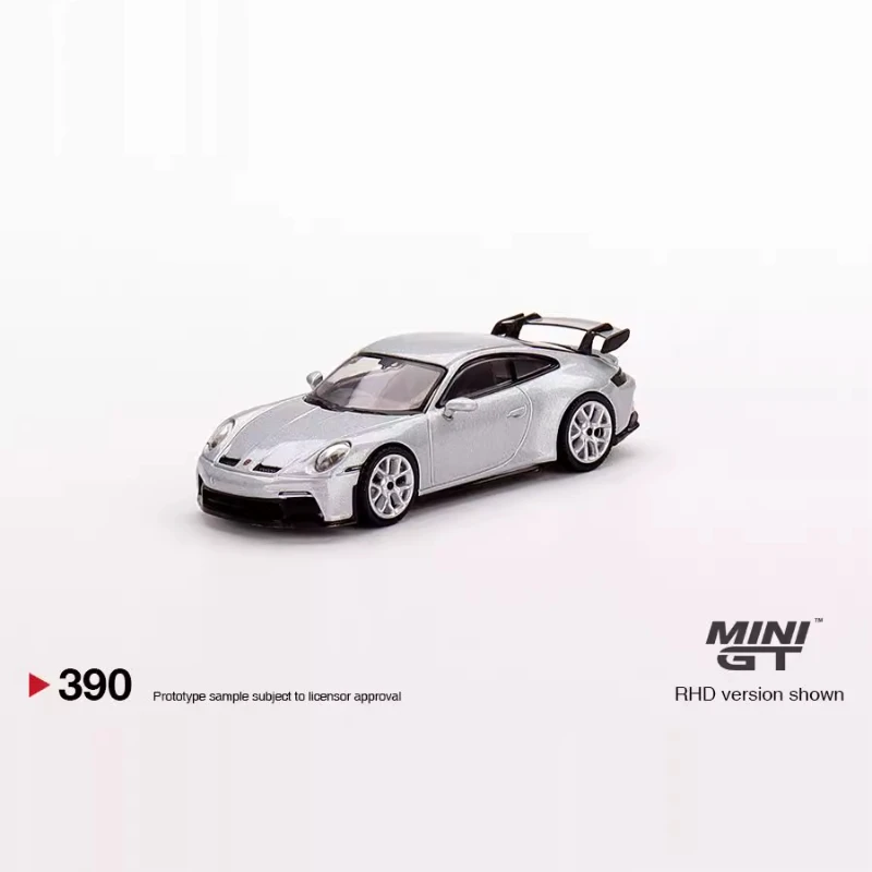 MINIGT 1:64 390 # Porsche 911 992 GT3 GT Silver alloy press shaft miniature model, adult decoration, boy toy, birthday gift