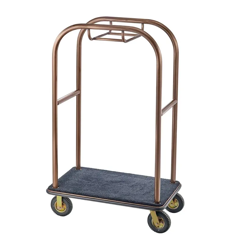 

Inflatable Wheel Push Luggage Cart Black Carpet Red Bronze Rose Gold Luggage Cart