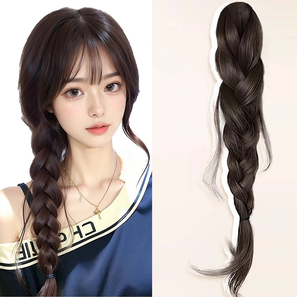 شعر مستعار اصطناعي braidswire رسم ذيل السمكة braidslow التعادل مزاجه كسول، الصيد كليب تويست الضفائر الضفائر الطويلة، شعر مضفر، شعر مستعار ب